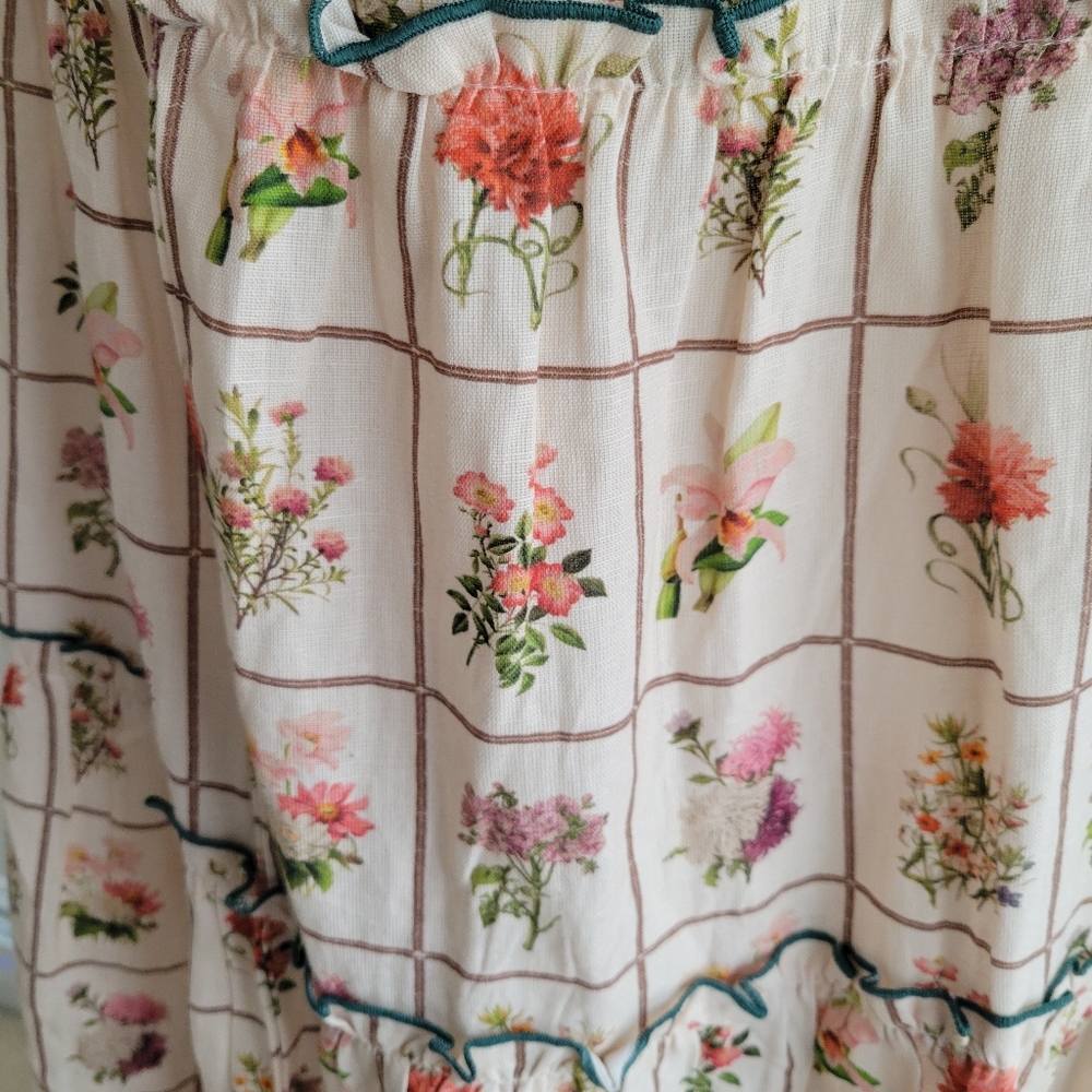 Anna Cate Vintage Stamp‎ Emily Floral Maxi Dress Linen Cotton Size M - Picture 6 of 15